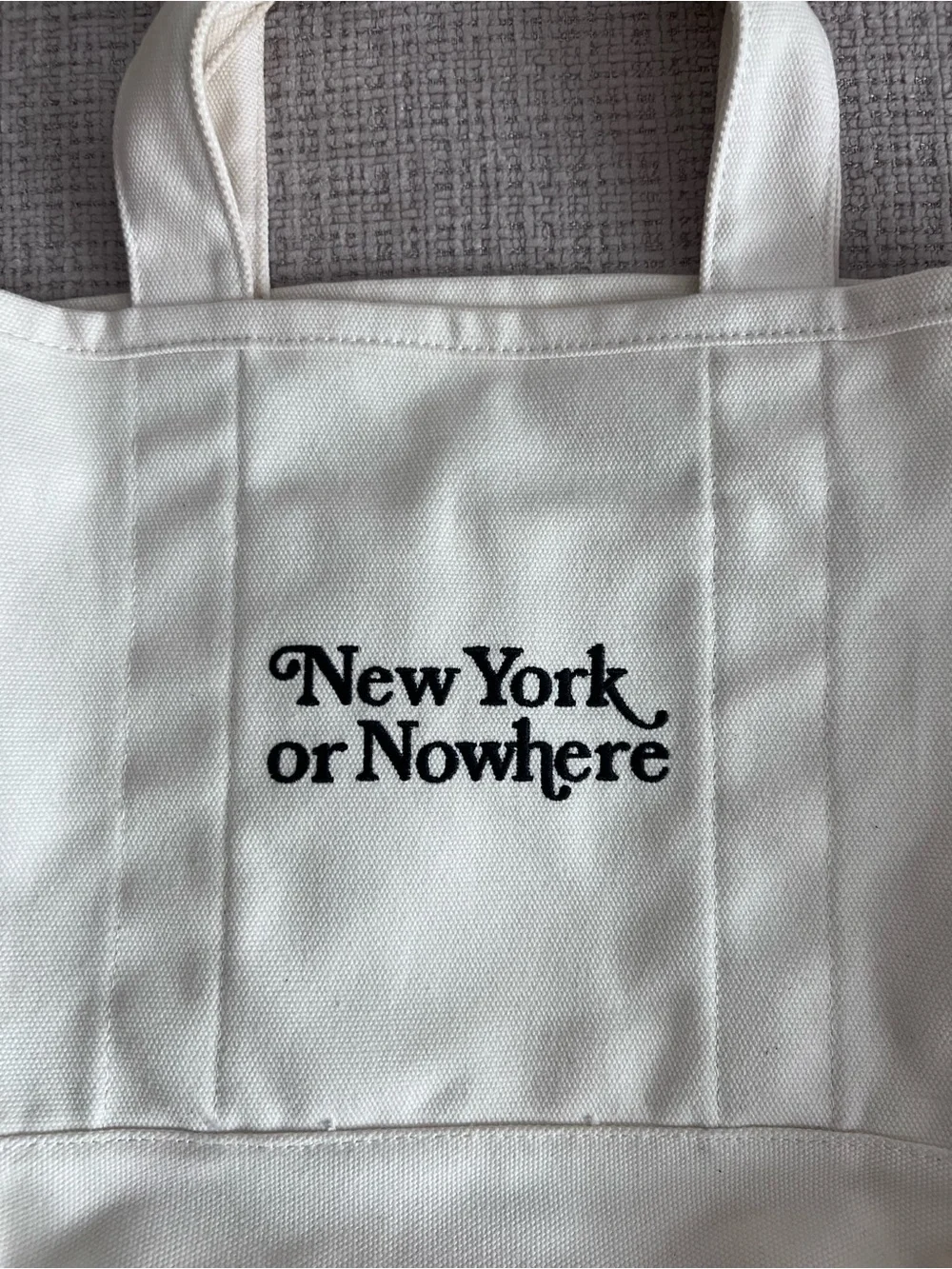 Motto Mini Tote Bag - White New York Script